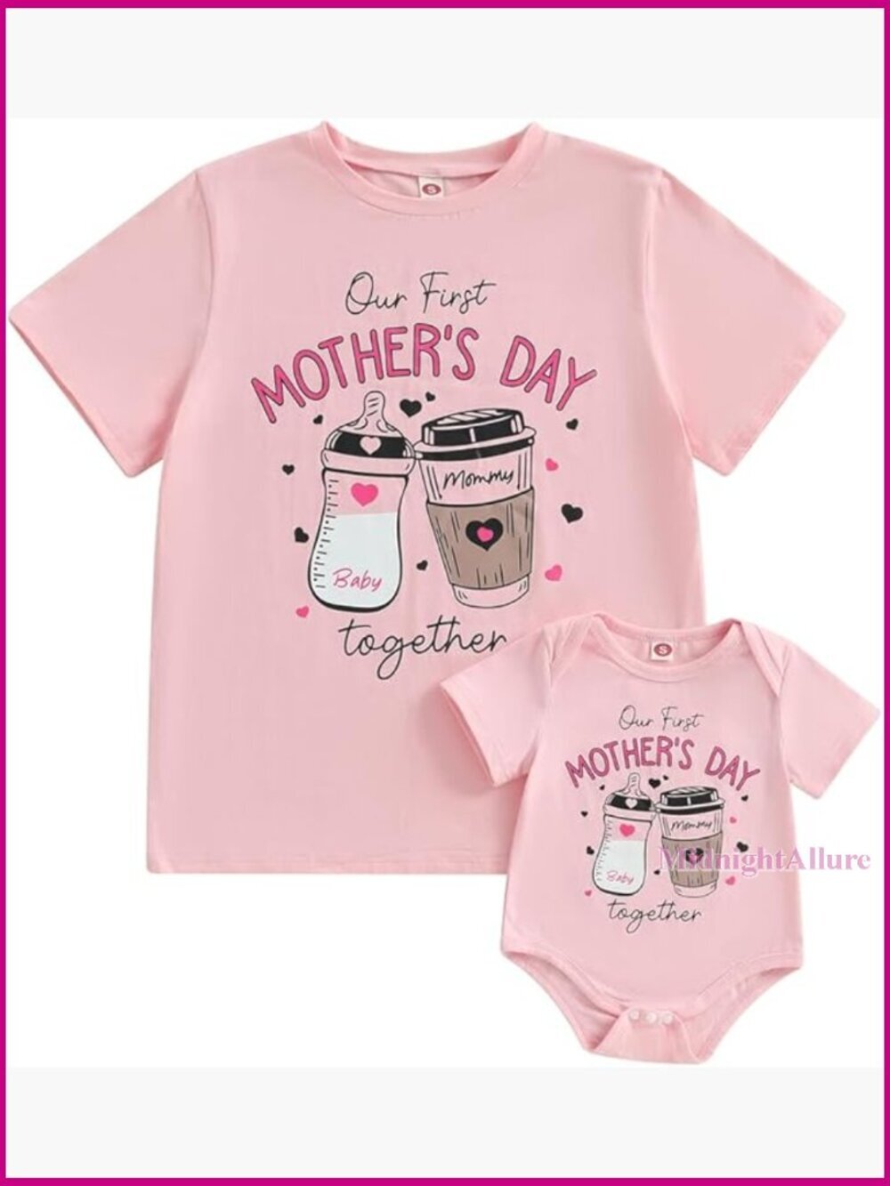 Our First Mothers Day Mommy and Me Matching Tee Bodysuit Set